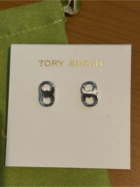 Tory Burch Silver Gemini Link Stud Earrings